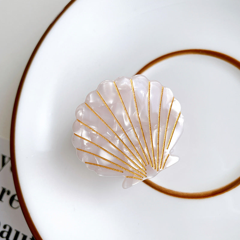 Iridescent Seashell Hair Claw Clip - 02-white