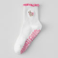 Hugging Bear Embroidered Ribbed Grip Socks - Pink_R