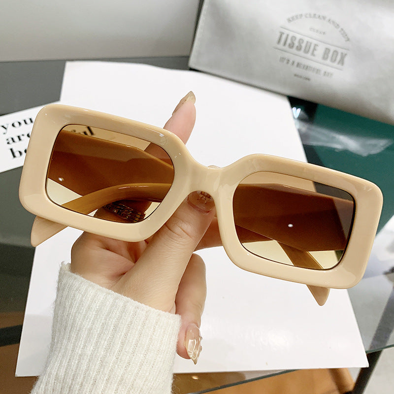Candy Acetate Rectangle Sunglasses - Beige