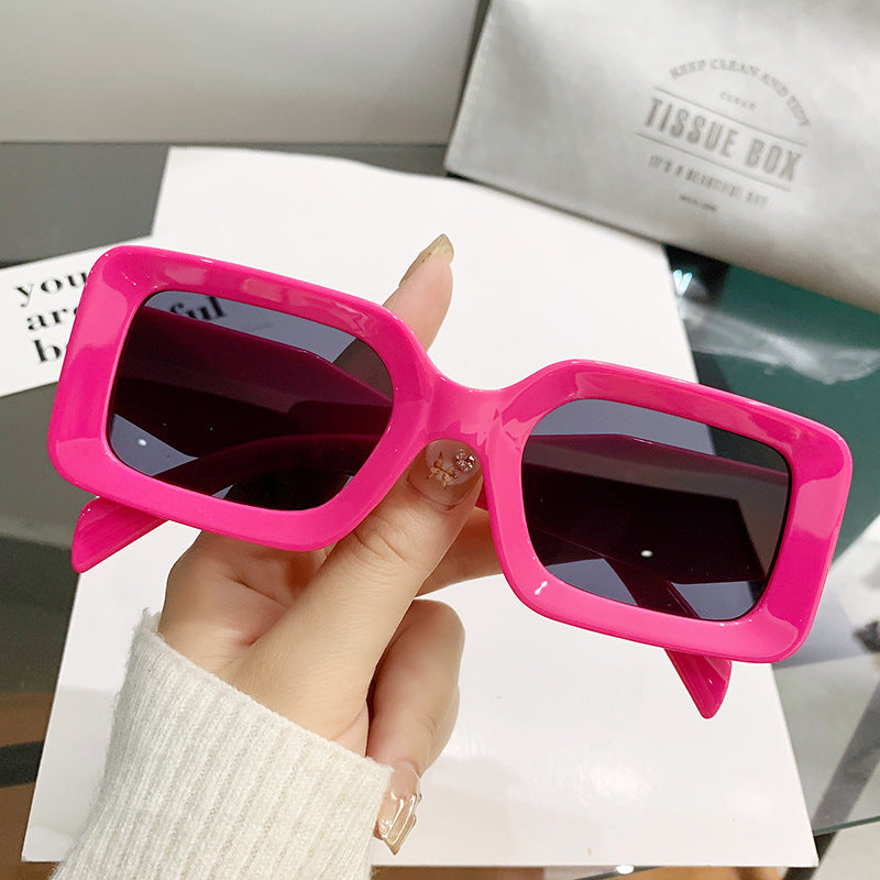 Candy Acetate Rectangle Sunglasses - Rose