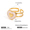 Enamel Heart Double Band Open Ring - Gold