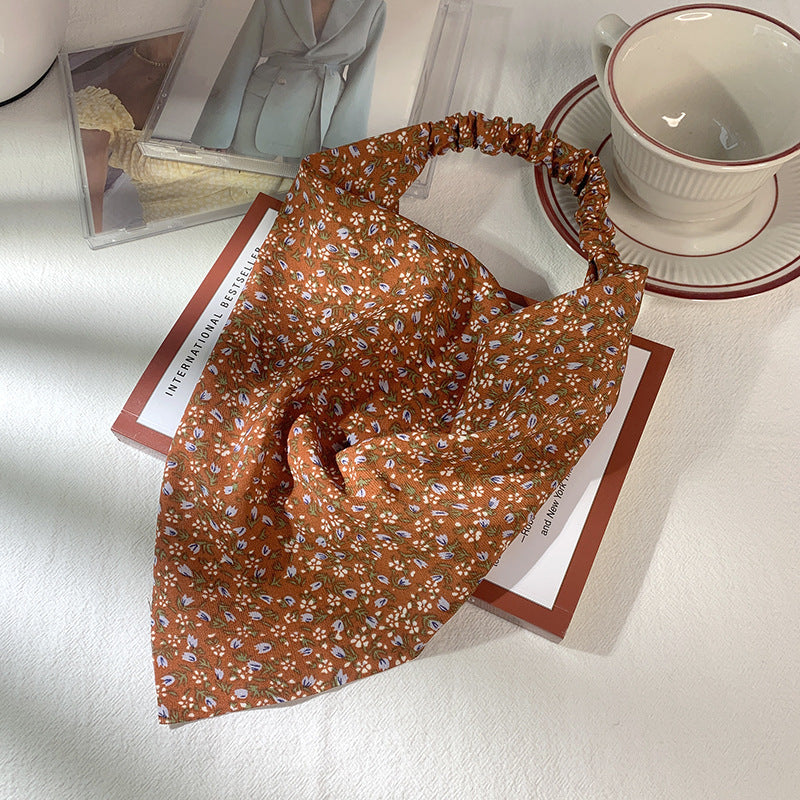 Ditsy Floral Triangle Scarf Headband - Caramel