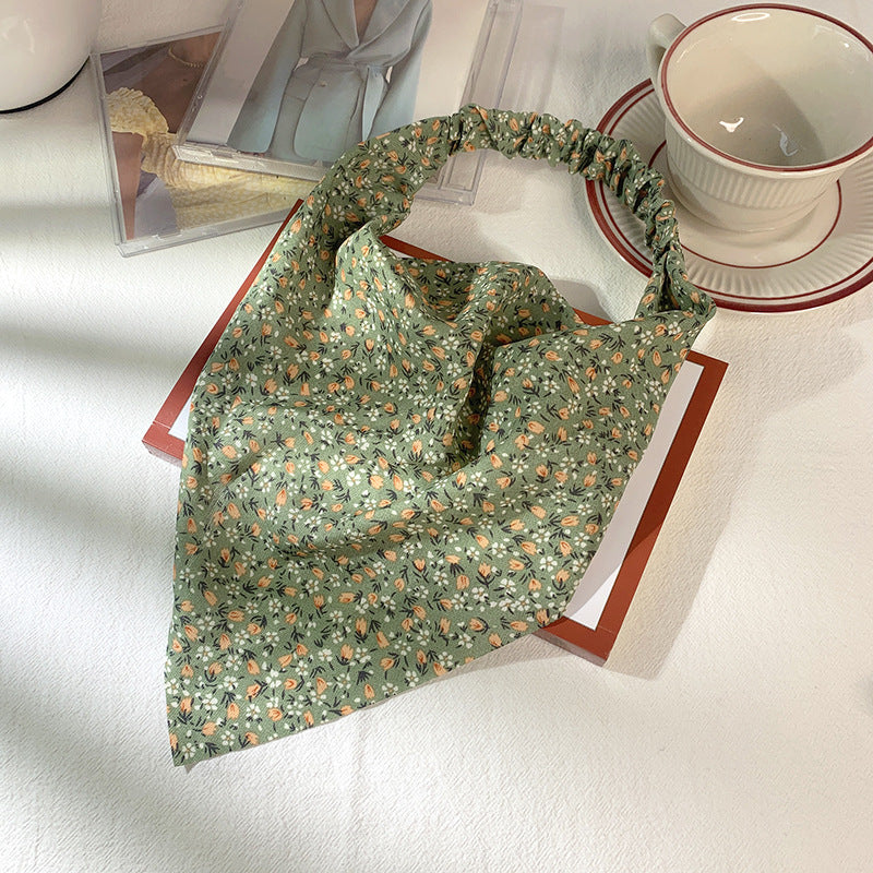 Ditsy Floral Triangle Scarf Headband - Green