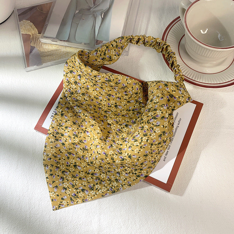 Ditsy Floral Triangle Scarf Headband - Yellow