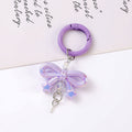 Glossy Bow Star Charm Keychain - Purple