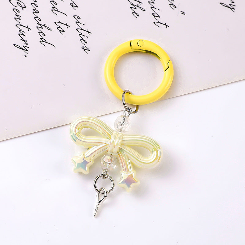 Glossy Bow Star Charm Keychain - Yellow