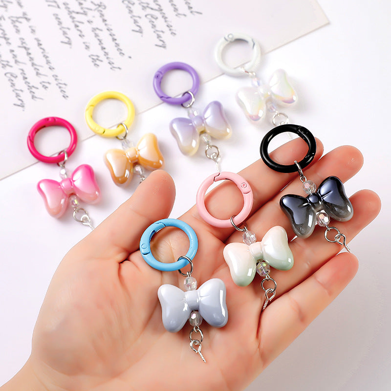 Glossy Bow Star Charm Keychain