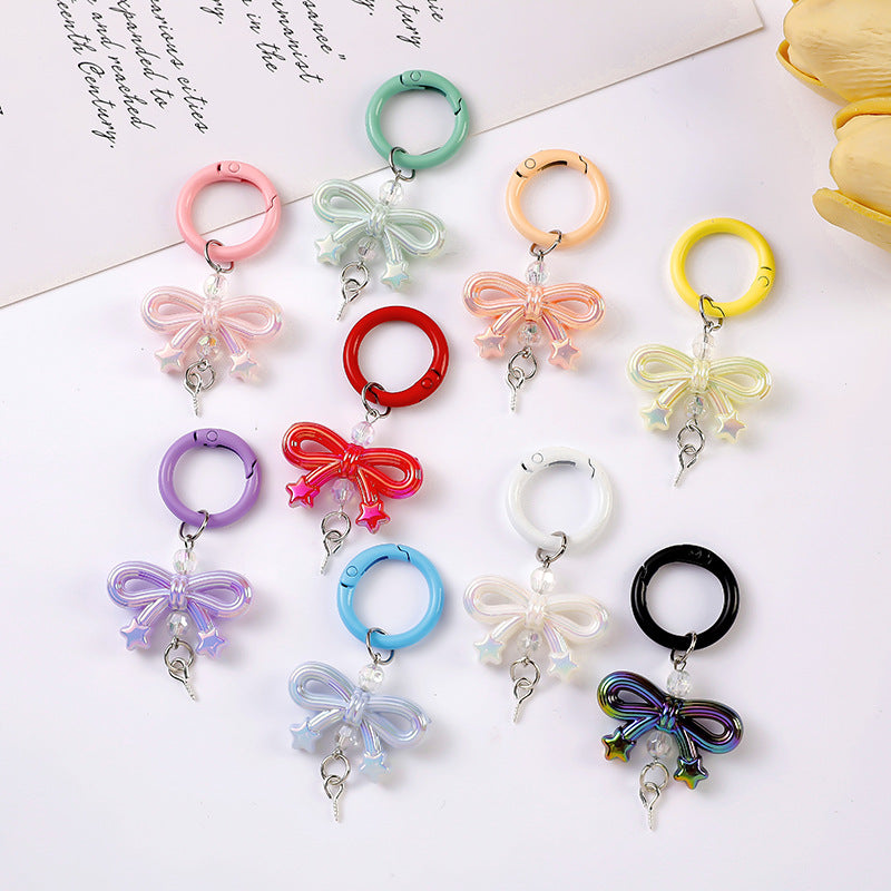 Glossy Bow Star Charm Keychain - view 1