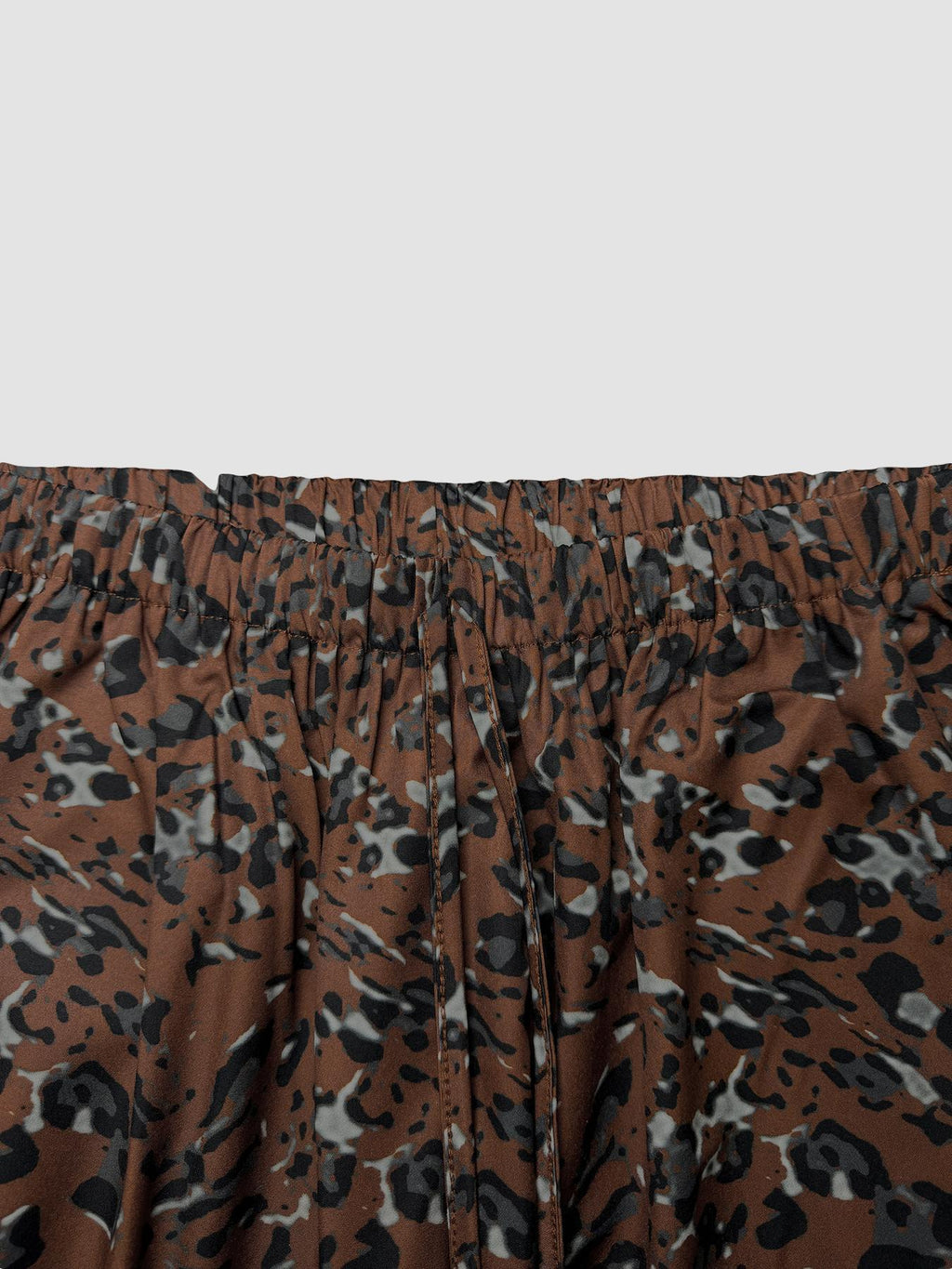 Leopard Print Palazzo Pants With Drawstring Waist - Brown - 4