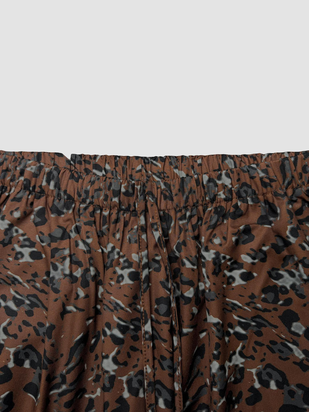 Leopard Print Palazzo Pants With Drawstring Waist - Brown - 4