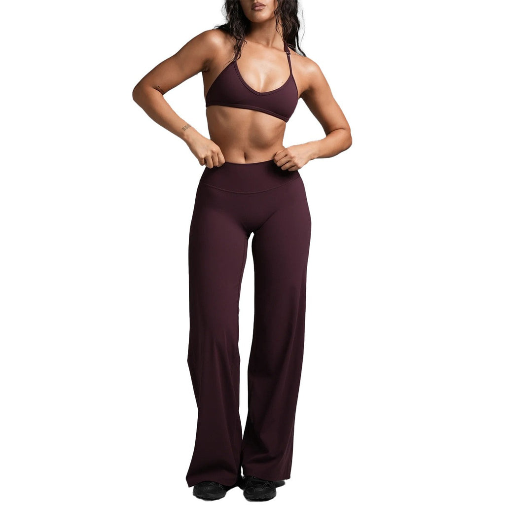 Halter Triangle Bra and Straight Leg Yoga Pants Set