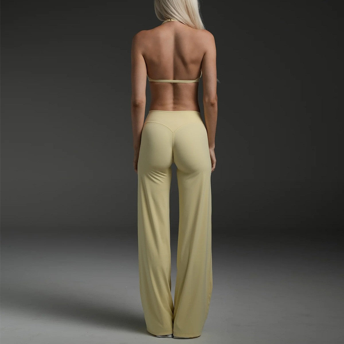 Halter Triangle Bra and Straight Leg Yoga Pants Set