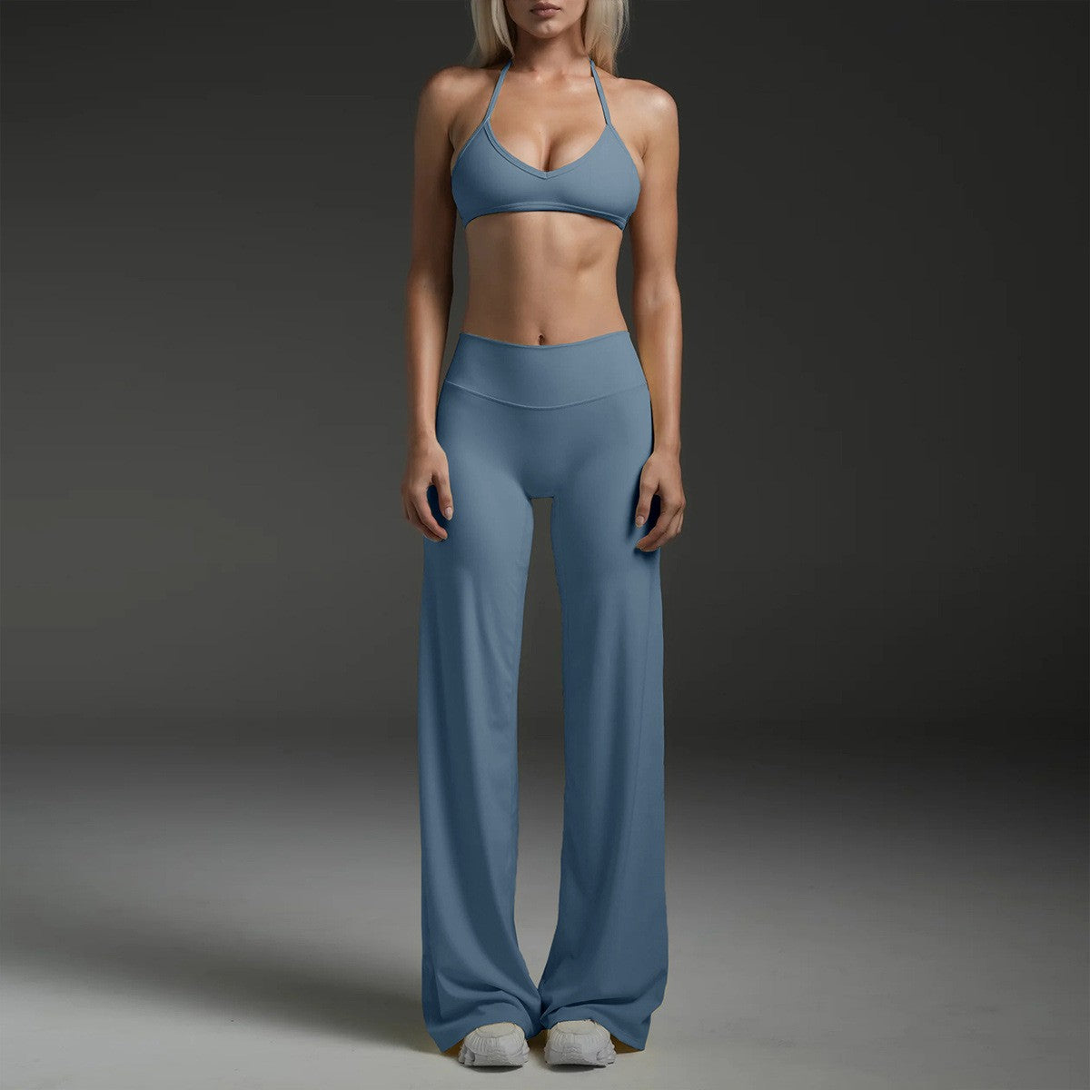 Halter Triangle Bra and Straight Leg Yoga Pants Set