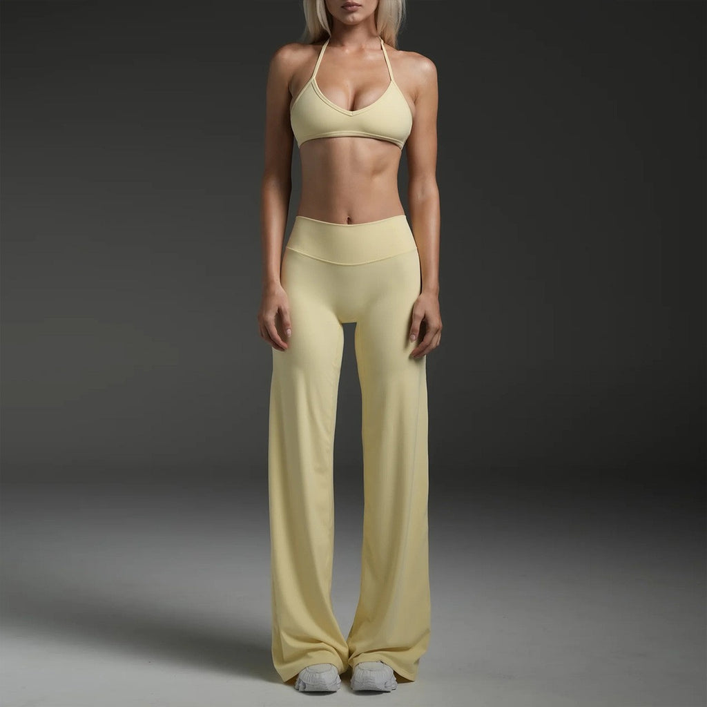 Halter Triangle Bra and Straight Leg Yoga Pants Set