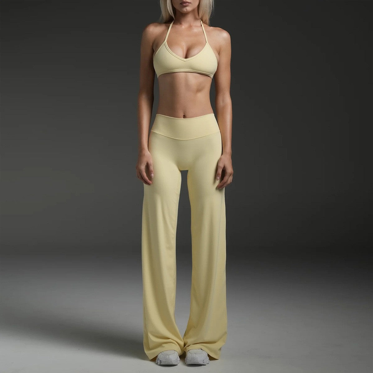 Halter Triangle Bra and Straight Leg Yoga Pants Set