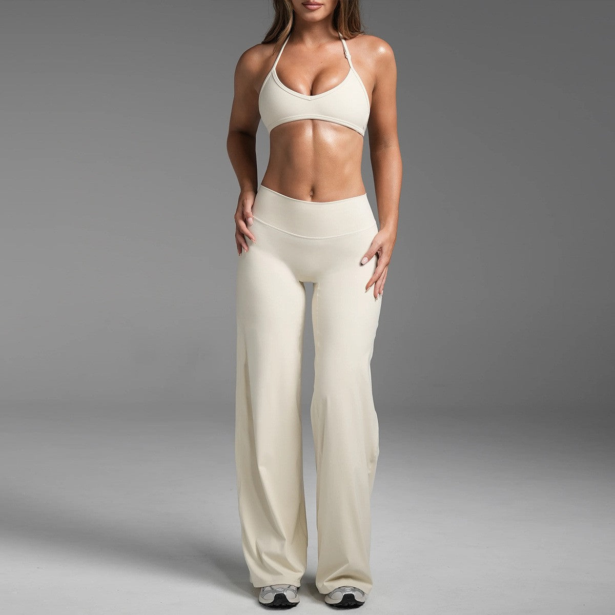 Halter Triangle Bra and Straight Leg Yoga Pants Set