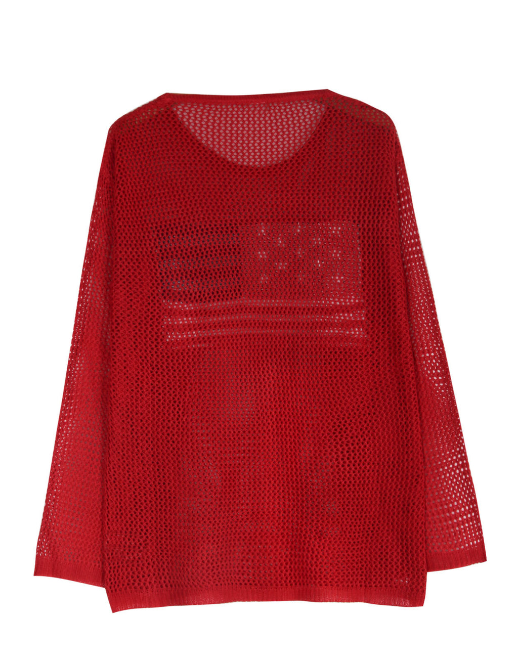 Americana Flag Open Knit Bell Sleeve Top - Red - 3
