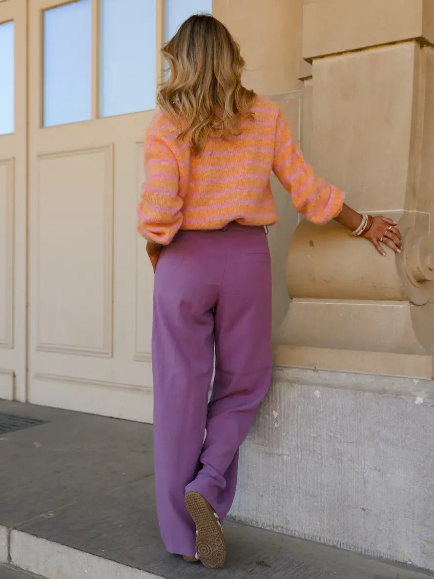 Marled Stripe Cropped Button Cardigan - Orange - 4
