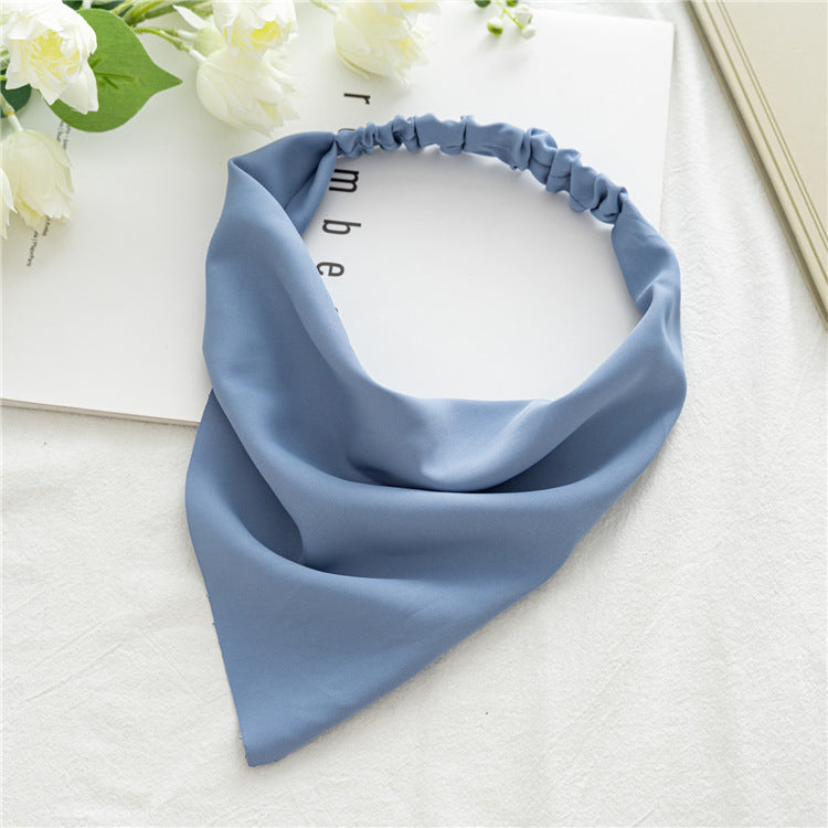 Solid Satin Bandana Head Scarf - Blue