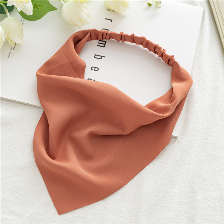 Solid Satin Bandana Head Scarf - Coffee
