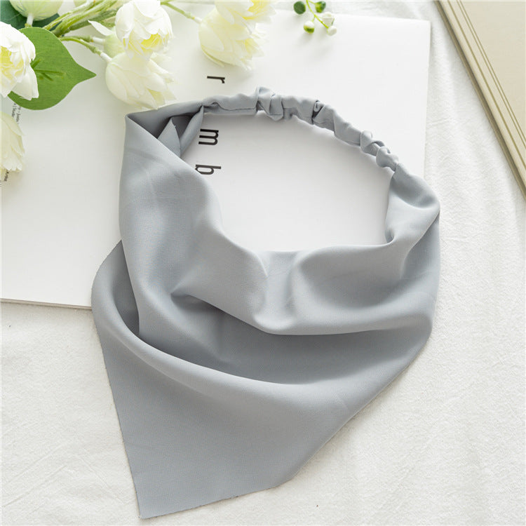 Solid Satin Bandana Head Scarf - Grey