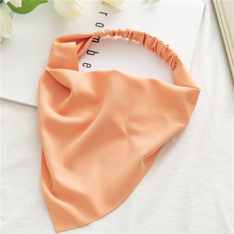 Solid Satin Bandana Head Scarf - Orange