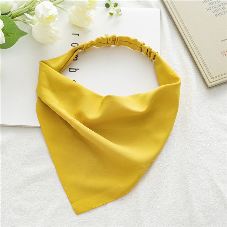 Solid Satin Bandana Head Scarf - yellow
