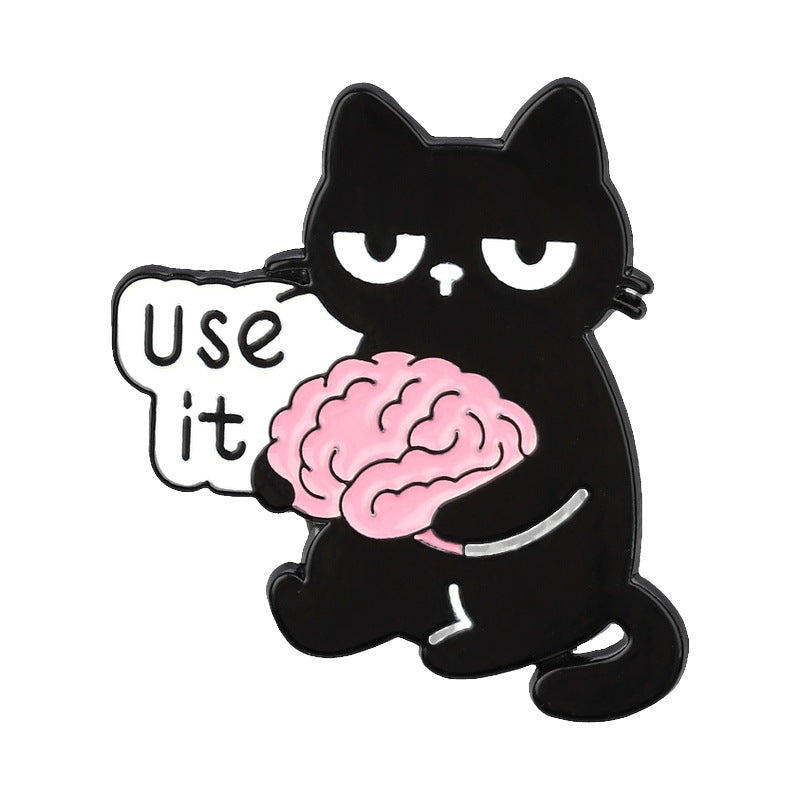 Sassy Cartoon Cat Enamel Pin Brooch - C1