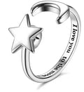 Celestial Floral Charm Adjustable Open Ring - Star