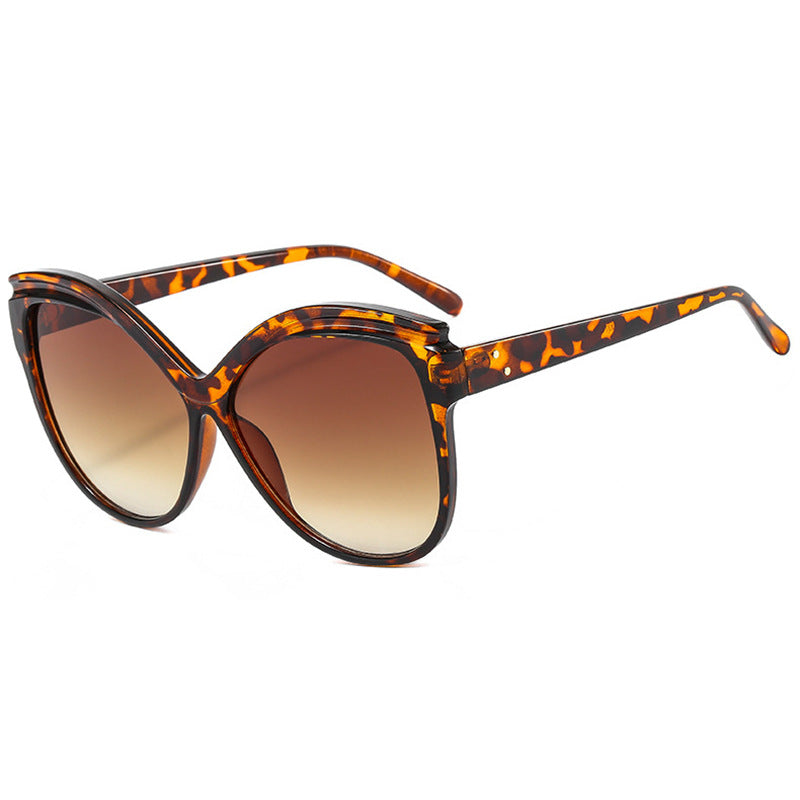 Butterfly Frame Oversized Cat Eye Sunglasses - Leopard