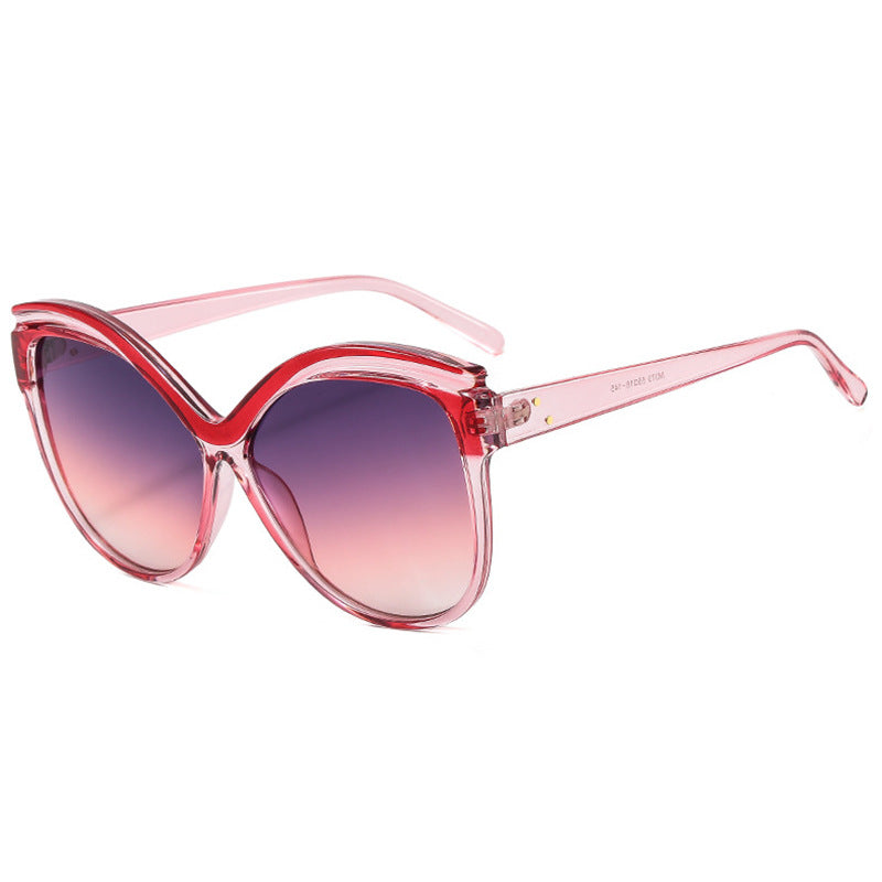 Butterfly Frame Oversized Cat Eye Sunglasses - Pink