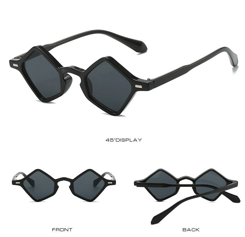 Geometric Triangle Mini Sunglasses - Black - 2