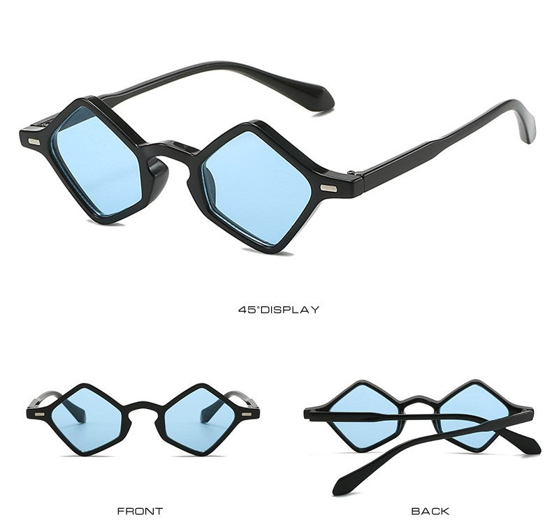 Geometric Triangle Mini Sunglasses - Blue - 2