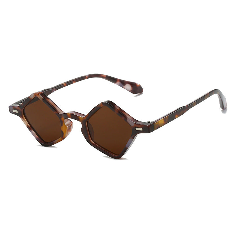 Geometric Triangle Mini Sunglasses - Brown