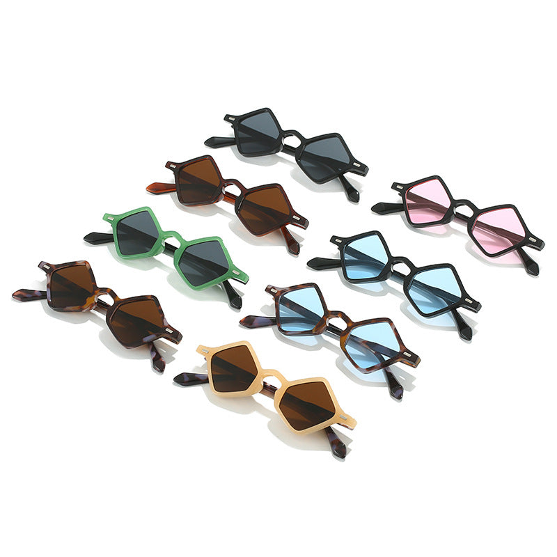 Geometric Triangle Mini Sunglasses - Leopard - 4