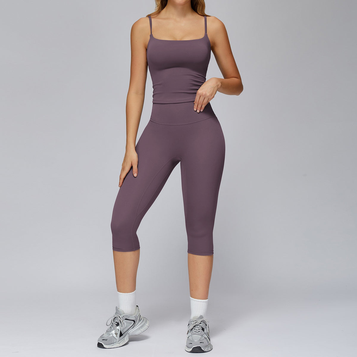Brushed Cami Tank and Capri Leggings Workout Set
