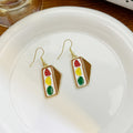 Cartoon Sandwich Charm Dangle Earrings - White