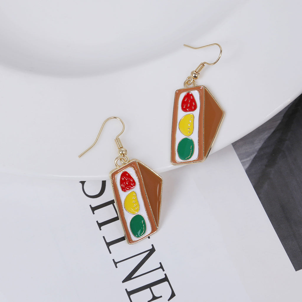 Cartoon Sandwich Charm Dangle Earrings - White - 2