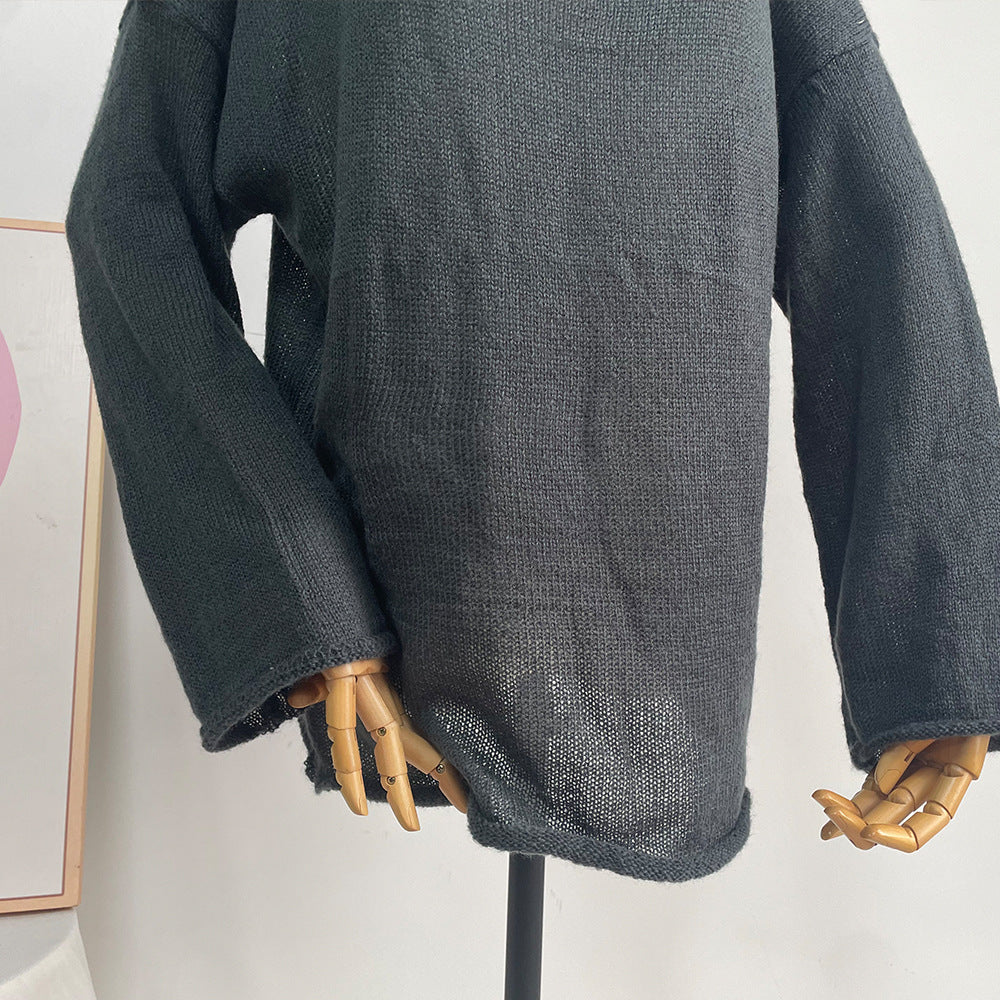 Sheer Lightweight Boat Neck Knit Sweater - Grey - 6