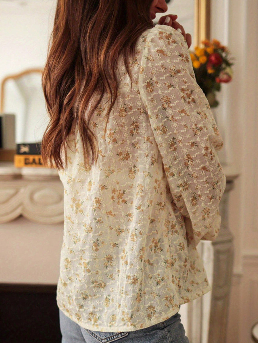 Ditsy Floral Blouse With Balloon Sleeves - view 1