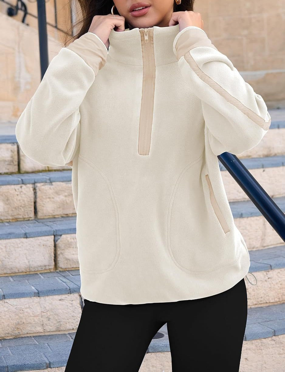 Quarter Zip Colorblock Pullover Sweatshirt