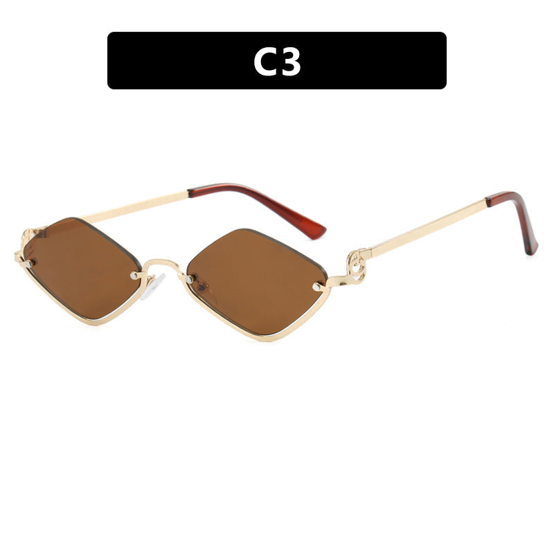 Slim Hexagon Lens Rimless Sunglasses - NO_03