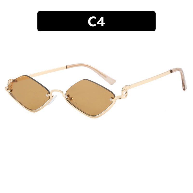 Slim Hexagon Lens Rimless Sunglasses - NO_04