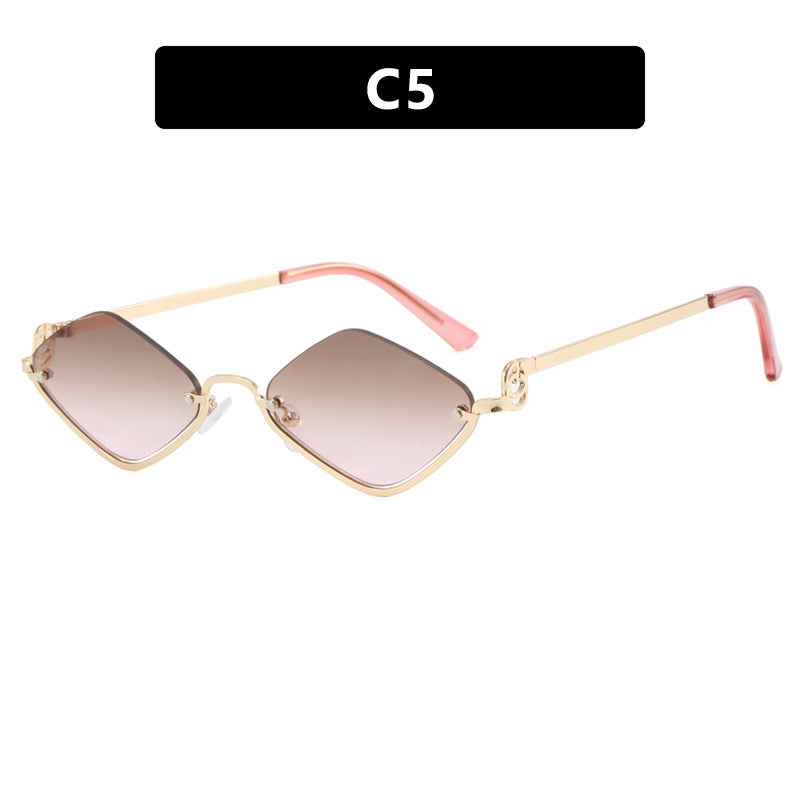Slim Hexagon Lens Rimless Sunglasses - NO_05