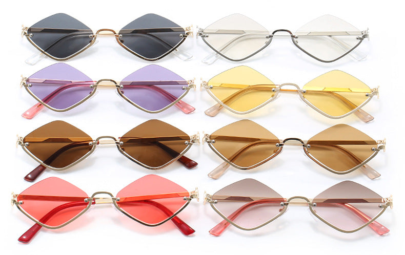 Slim Hexagon Lens Rimless Sunglasses - view 1