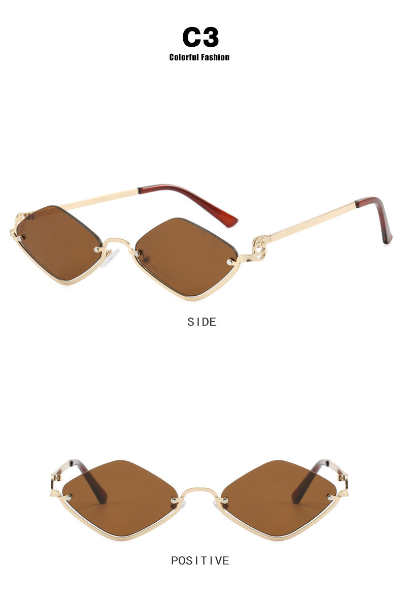 Slim Hexagon Lens Rimless Sunglasses - view 4