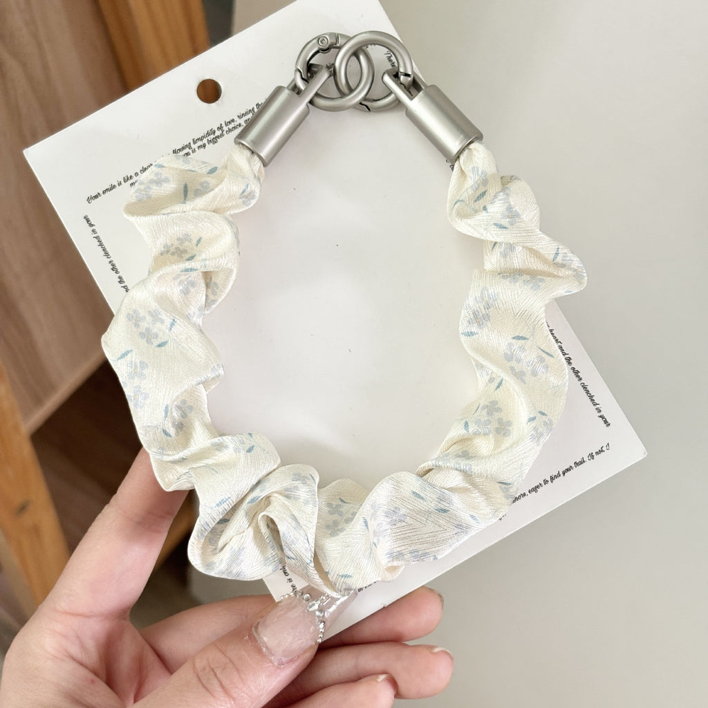 Ditsy Floral Scrunchie Phone Lanyard Strap - Beige