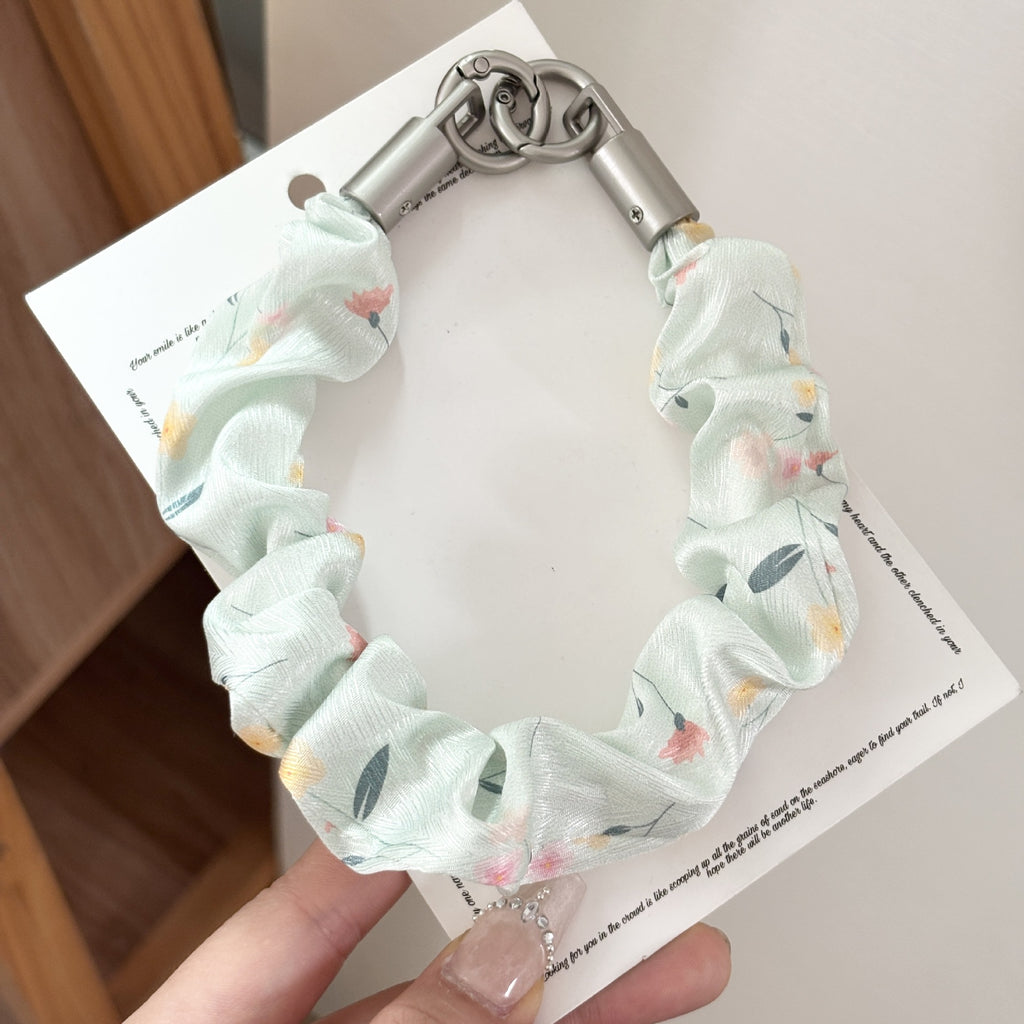 Ditsy Floral Scrunchie Phone Lanyard Strap - Green - 1