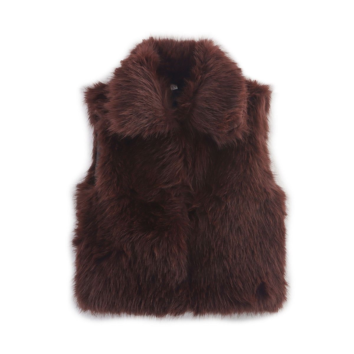 Faux Fur Collared Cropped Gilet Vest - Coffee