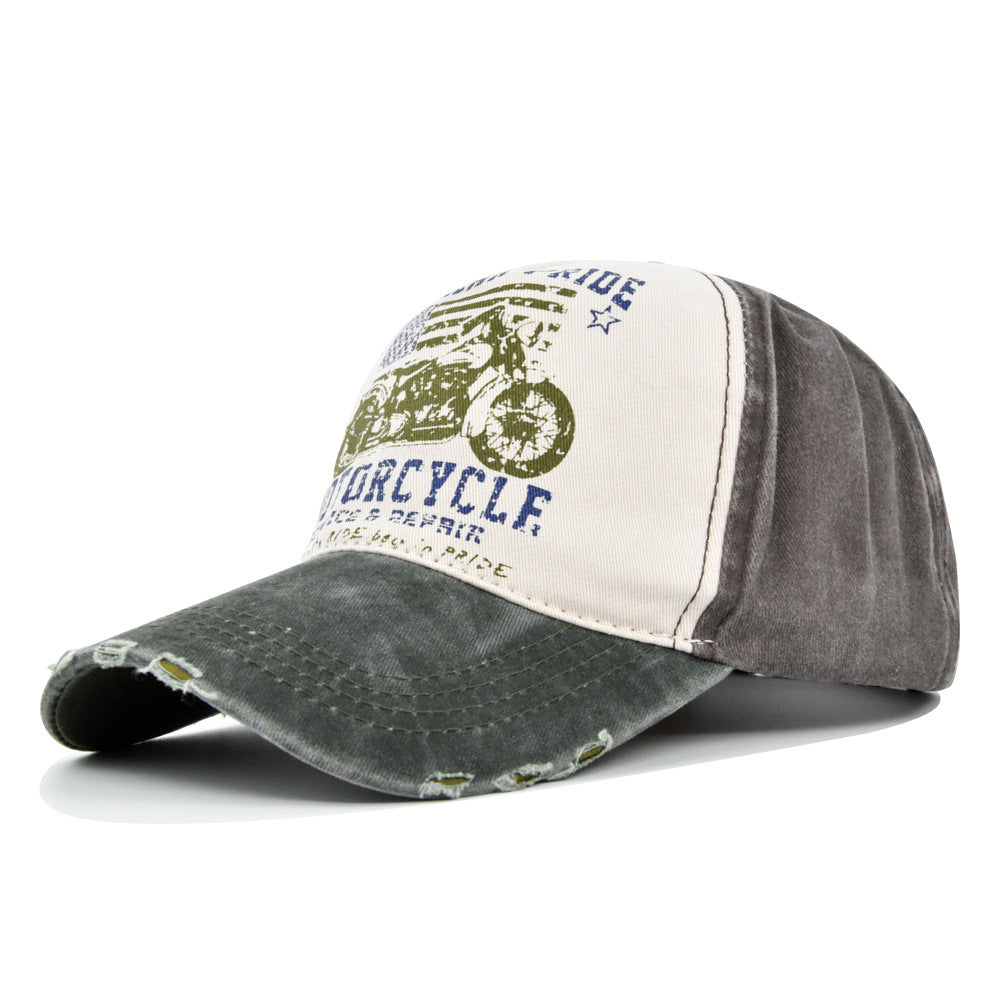 Vintage Moto Graphic Washed Baseball Cap - Green